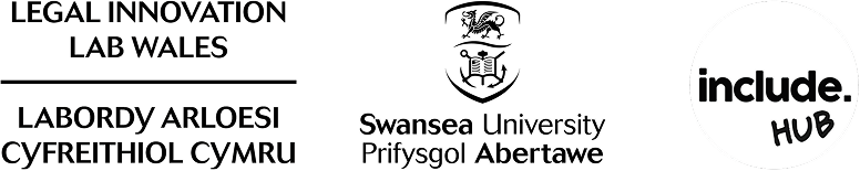 Legal Innovation Lab Wales, Swansea University and Include Hub Logos